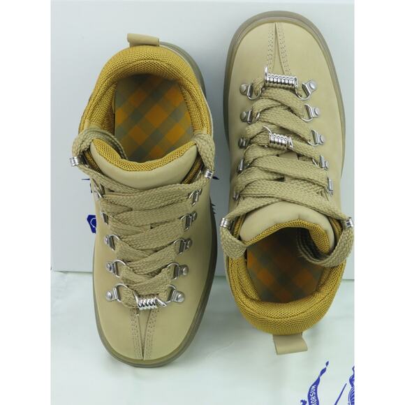NIB BURBERRY TREK BEIGE NUBUCK LEATHER LACE HIKING BOOTS SHOES EUR 37 US 7 $1200 - Picture 4 of 15